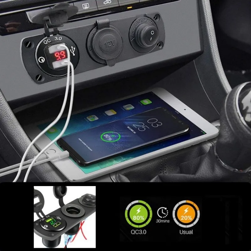  ڵ ø   , Ŀ  ġ PD  QC3.0 USB ܼƮ, ڵ Ʈ LED а, 12V