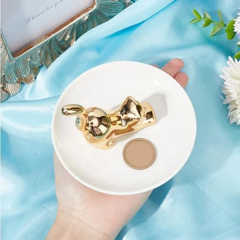 Cats Posture Ring Holder Golden Kitty Tail Dish Jewelry Tray Ring Round Dishes Trinket Tray Ceramic Jewelry Storage Home Durable 2