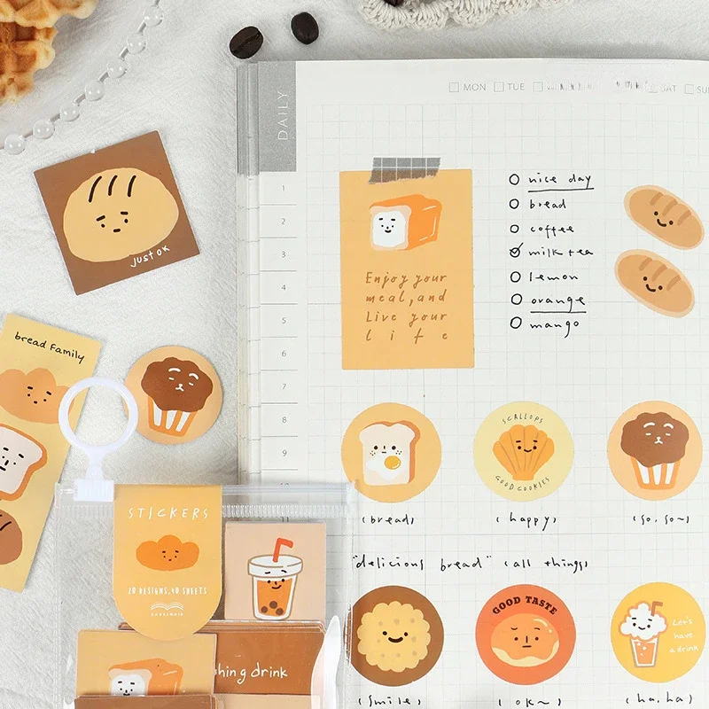 

40sheets/pack Cute Bread expression story Journal Decorative Stickers Scrapbooking Stick Label Diary Stationery Album Stickers