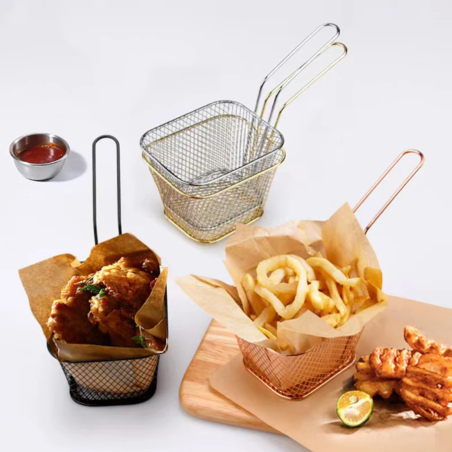 1PC mini French fry basket Creative French fry basket Fried basket snack Fried net basket snack basket Fried chicken basket Kitchen