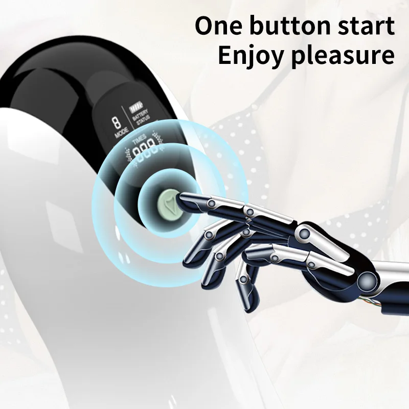 HeartCaptor Male Masturbator Cup with LCD Display, 8 Frequency Settings, TPE Vacuum Stroker - Details 3