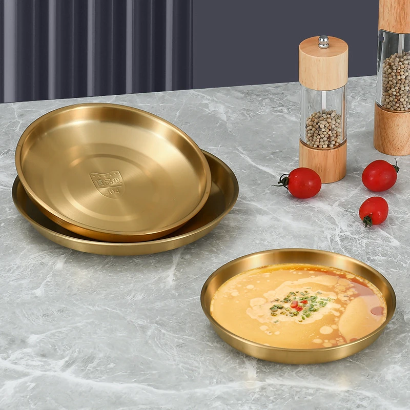 

304 Korean Stainless Steel Barbecue Plate Brushed Cake Baking Tray Thickened Flat-bottomed Steaming Pan Household Baking Tools