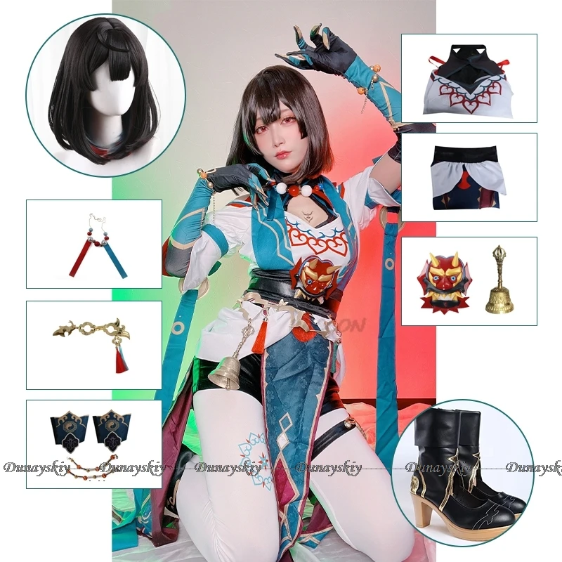 

Xueyi Honkai Cosplay Anime Game Honkai Star Rail Cosplay Halloween Party Costume Combat Uniform Role Play Clothing Wig Full Set
