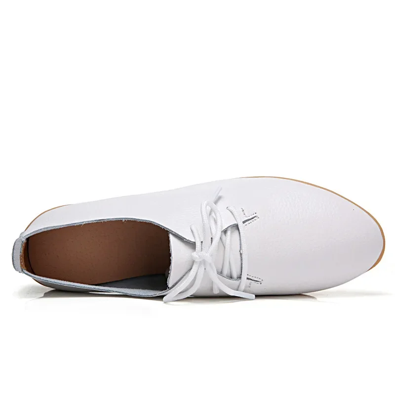 Women Slippers Sandals Women Oxford Shoes Leather Mary Jane Shoes BEYARNEGenuineLeather shoes Solid Women Flats summer Loafers Ladies Casual Shoes comfy Ballerina LaceUp Moccasins Size 35-44E176