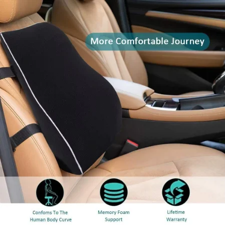 Car Seat Office Chair Back Lumbar Support Car Waist Rest Rebound Memory Foam Cushion Pad Back Lumbar Cushion for Car Driver 2