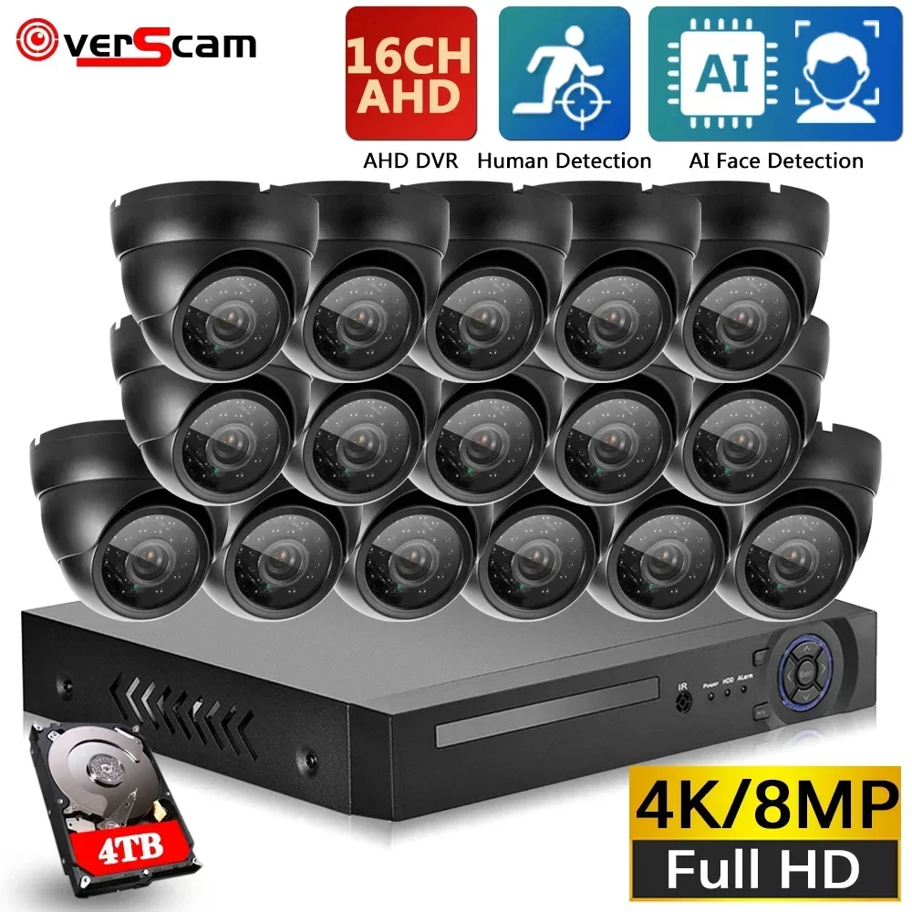 

H.265+ 16CH 8.0MP DVR 8MP Security Camera System Outdoor Weatherproof CCTV Video Dome Metal Cameras DVR Kit HDD P2P 16 Channel