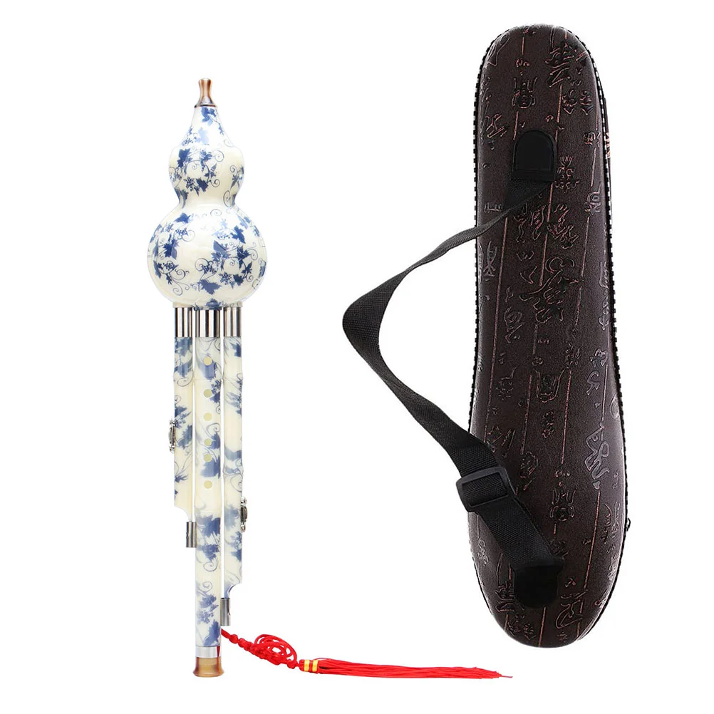 

Chinese Hulusi Cucurbit Gourd Flute Ethnic Musical Instrument with Case for Beginner Lovers