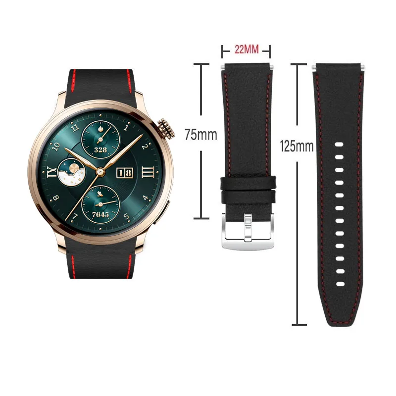 Premium 22mm Leather Strap for Smartwatches - Sport Band Bracelet Accessory
