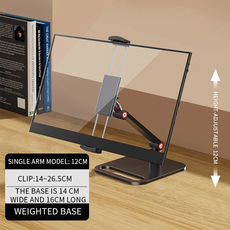 Adjustable Monitor Holder 360 Rotating Portable Bracket Tablet Vesa Free Standing Desk Mount Clip up to 30cm