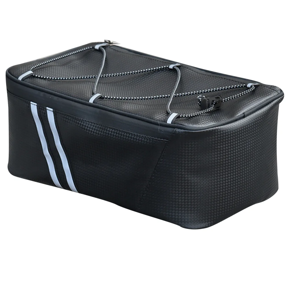

1pc 8L Bike Backseat Bag PU Waterproof Double Zipper Large Capacity Bag