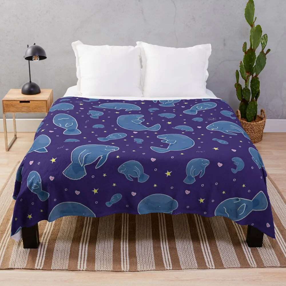 

Manatees at Night Throw Blanket Decorative Blankets Luxury Designer Blanket Kid'S Blanket Dorm Room Essentials Blanket For Baby