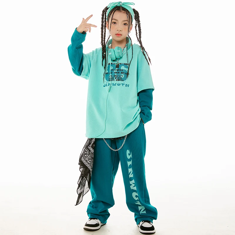 Hip Hop Dance Clothes Girls Boys Long Sleeves Tops Pants Jogger Wear Kids Jazz Street Dance Performance Costume