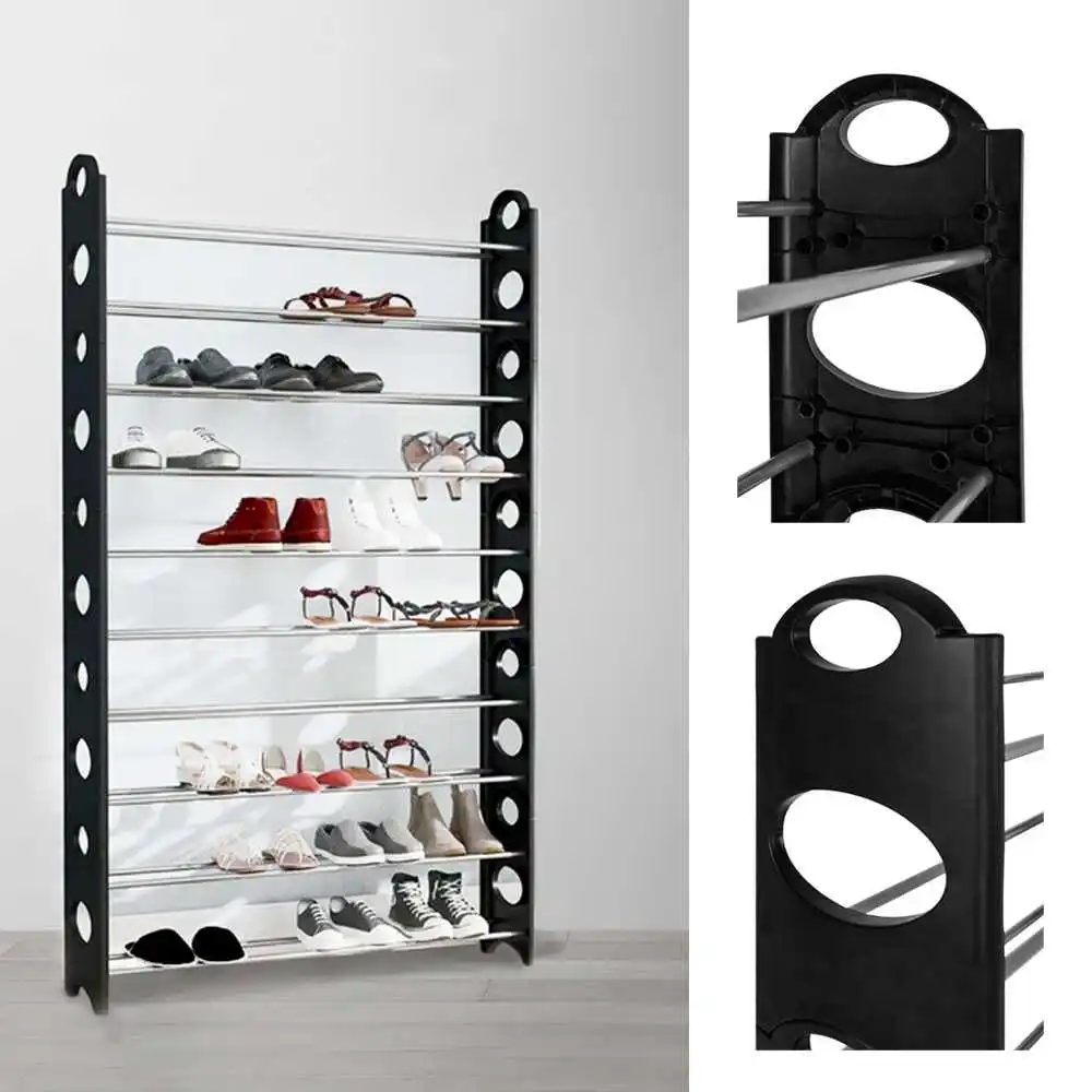 Zapatero Pares Pairs Organizador de Zapatos 10 Baldas Tiers Alturas Estanteria Negro Rack Shelves Storage Black|Estantes para zapatos y zapateros| - AliExpress
