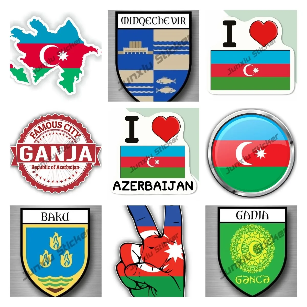Azerbaijan Pride Flag Decal Sticker - Two 3" Full Color Vinyl Stickers For Car, Laptop, Wall, Bumper - View #11