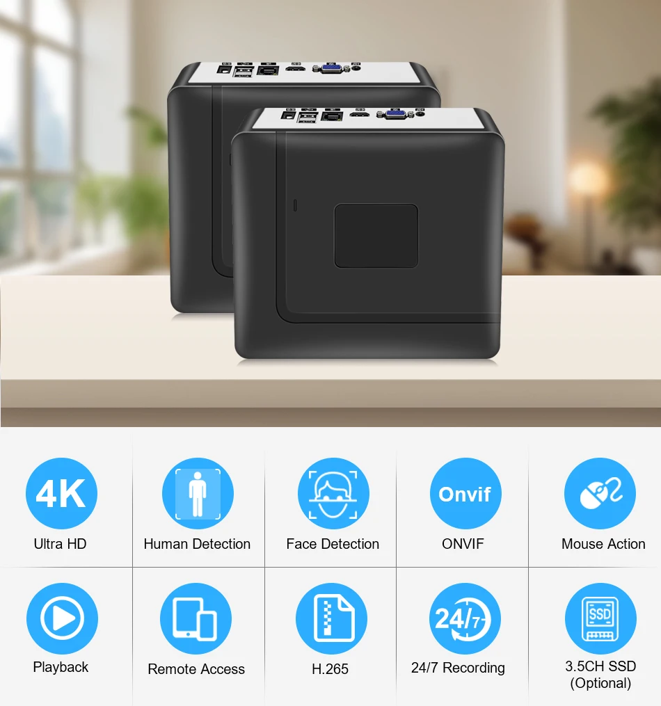 NVR main unit showing front panel