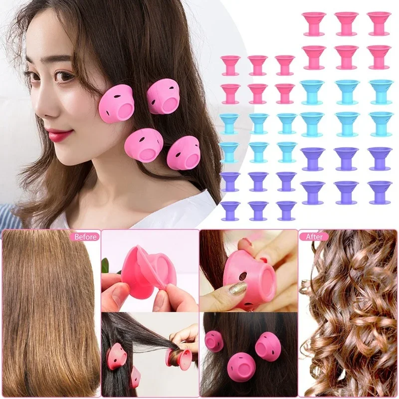 Hair Styling Tool Hair Curling Tools 20pcs Soft Rubber Silicone Heatless Hair Curler