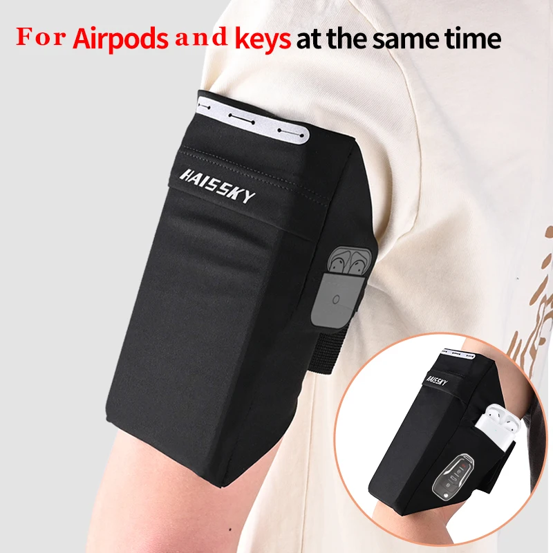 HAISSKY Slevee Outdoor Sports Running Bag Universal Men Women Belt Elastic GYM Workout On Hand Phone Cards Keys Storage Pouch 2