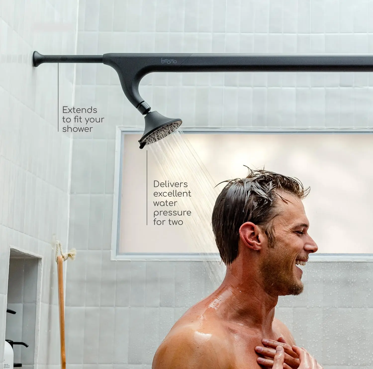 Tandem Shower Two Showerheads Midnight Black High Pressure Dual Fits Showers with A Wall-to-wall Distance From 56 To 76 Inches