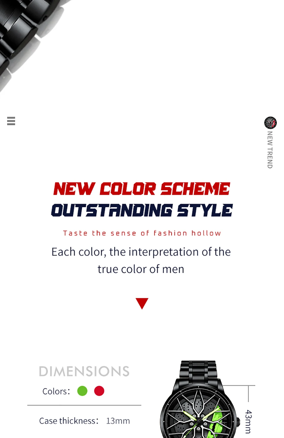 Fashion 3D Spinning Sport Rim Hub Wheel Watches Mens Sports Luxury Car Cool Wristwatch Quartz Watches for Men Relogio Masculino