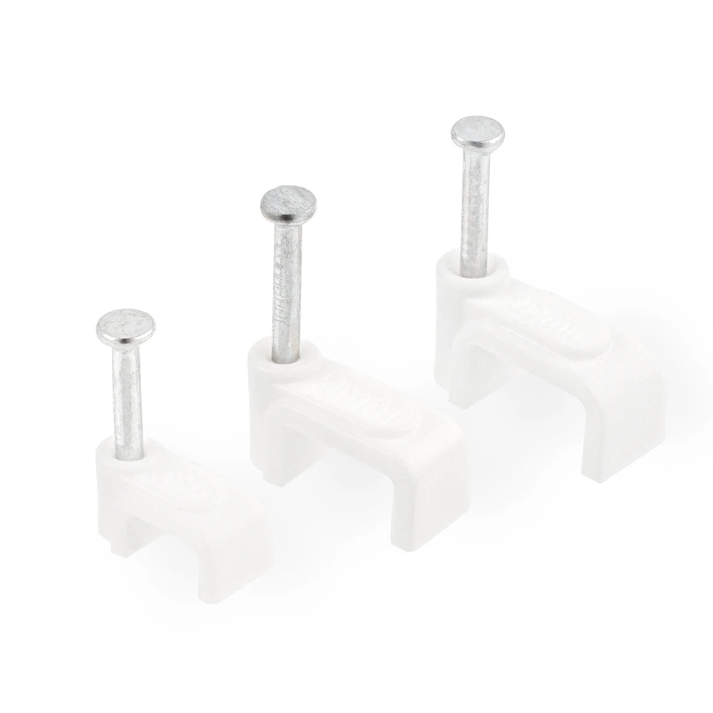 100PCS Multi-Size Flat Nail Cable Clips for Wire Management and Electrical Cord Organization