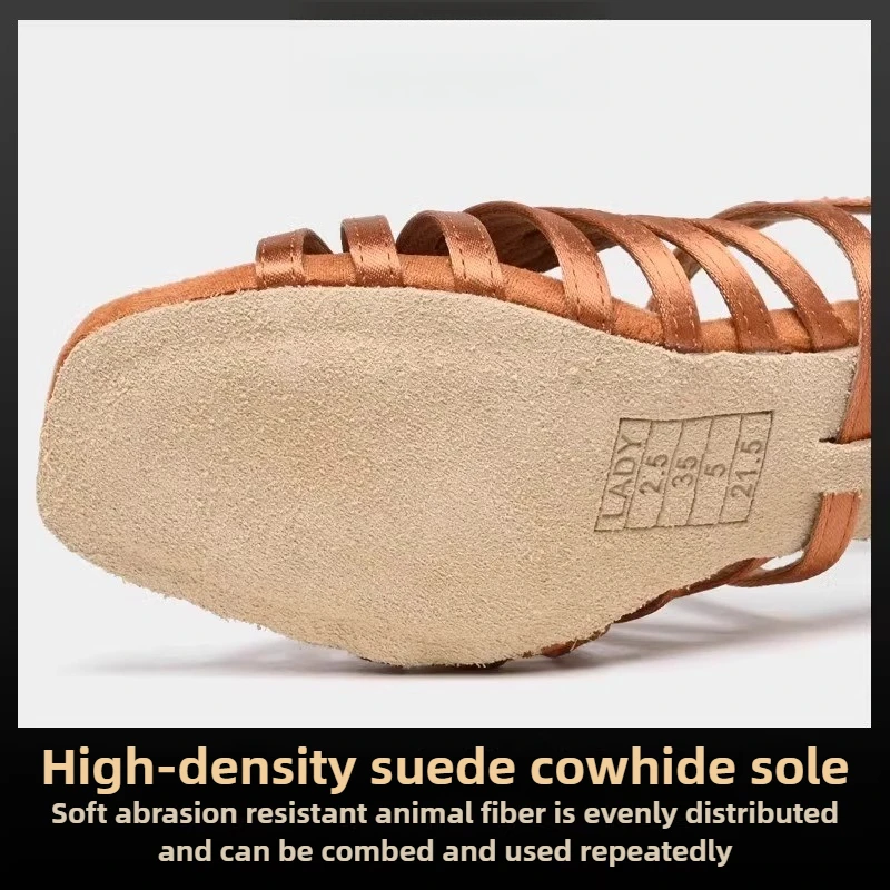 รูปสินค้า รองเท้าเต้นลาติน U-Heel สำหรับผู้หญิง ส้นแท้ สวมใส่สบาย