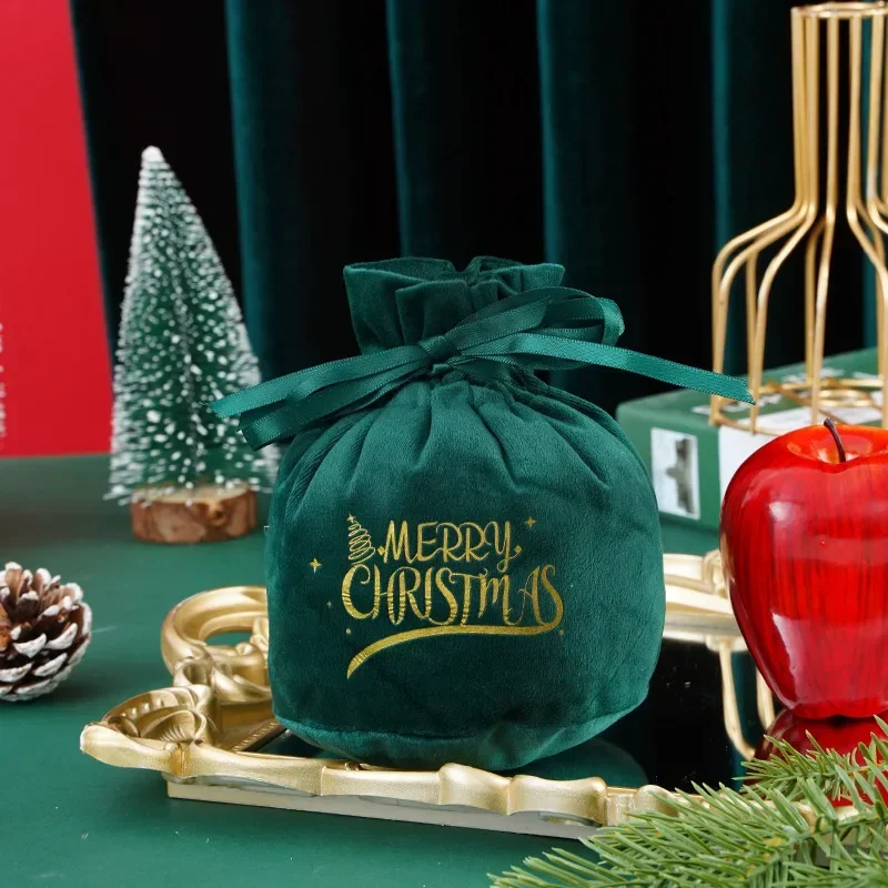 Santa Sacks Cloth Gift Bag Candy Handle Bag Christmas Tree Decorations for Home Table New Year Red Noel Xmas Presents