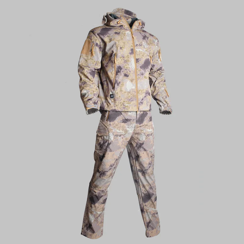

Man Softshell Outdoor Combat Hunting Travel Fishing Climbing Camping Suits Tactical Camouflage Winter-proof Hiking Jacket+pants