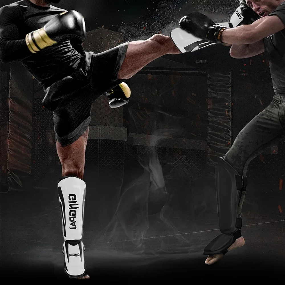 Kickboxing Leg Guards Professional Kickboxing Leg Guard Muay Ankle Protector Sparring MMA Shin Boxing Thickened Fighting Gear AnkleProtective Guards
