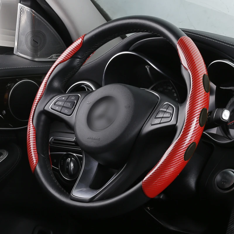 

1 Pair 38cm 15inch Carbon Fiber Steering Wheel Cover Anti Slip Leather Wheel Booster Cover Non-Slip Universal Car Accsesories