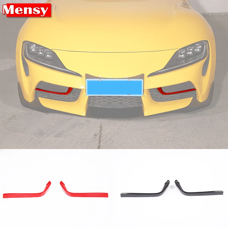 

For Toyota GR Supra A90 2019-2022 ABS Carbon Fiber/Red Front Bumper Fog Light Lower Lamp Probe Cover Frame Trim Car Accessories
