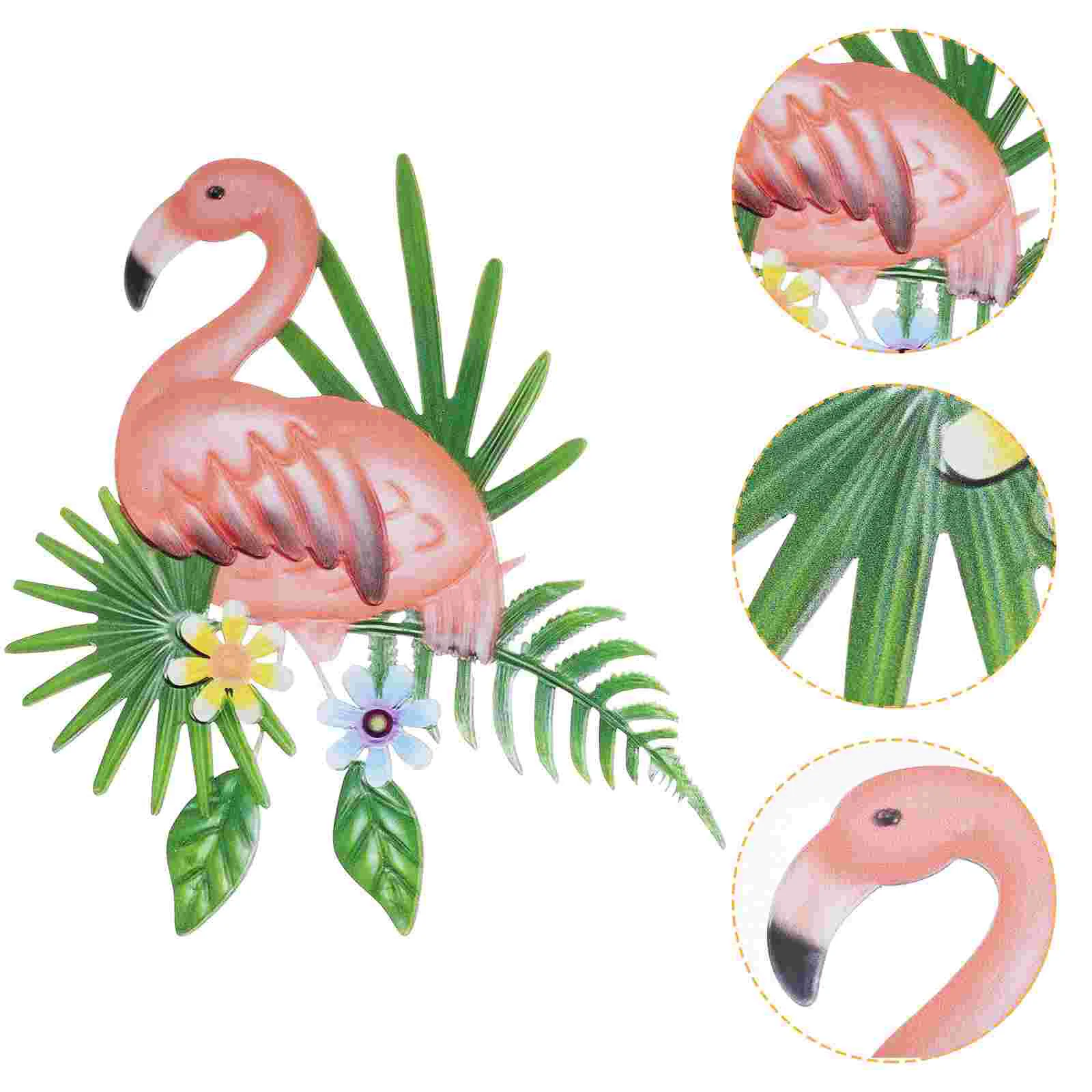 

Outdoor Garden Wall Decoration Iron Green Plant Flamingo Decorative Pendant Decors Sculptures Hanging Metal