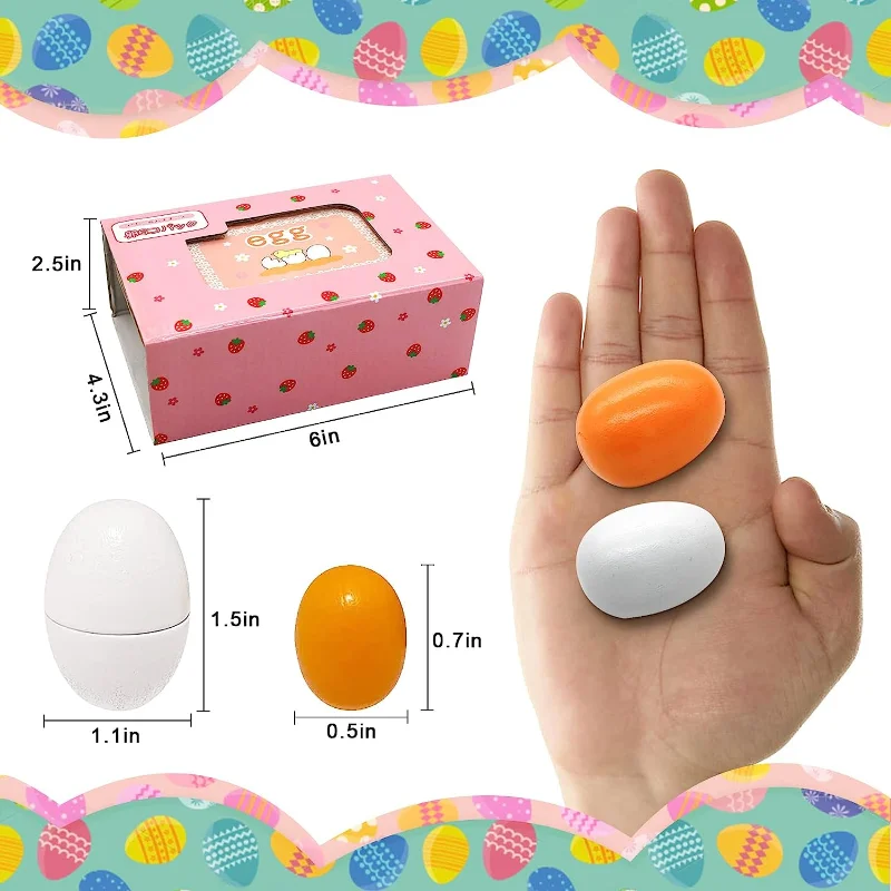 6pcs Wooden Eggs Toy Kitchen Toys Kids Play Food Cooking Pretend Play Set for Baby Early Development & Learning