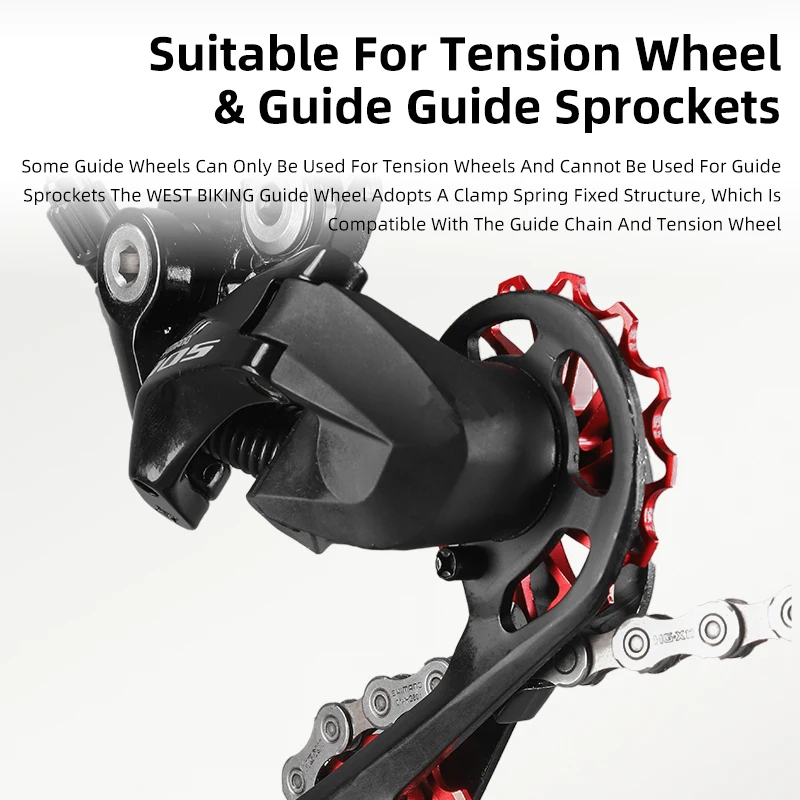 WEST BIKING Aluminum Alloy Bicycle Jockey Wheel with Ceramic Bearings