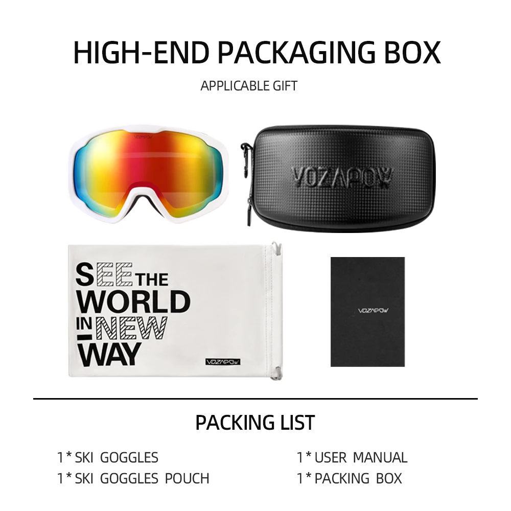 Vozapow Kids Ski Goggles Double Layer Impact Resistance Anti Fog Skiing Mask HD Snowboard Eyewear UV400 Children Snow Sunglasses 6