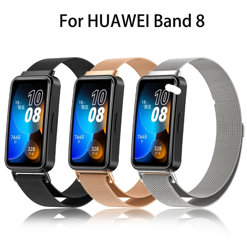 

Браслет с магнитной петлей «Милан» для умных часов Huawei Band 8 7, браслет из нержавеющей стали и металла, ремешок для Huawei band 6