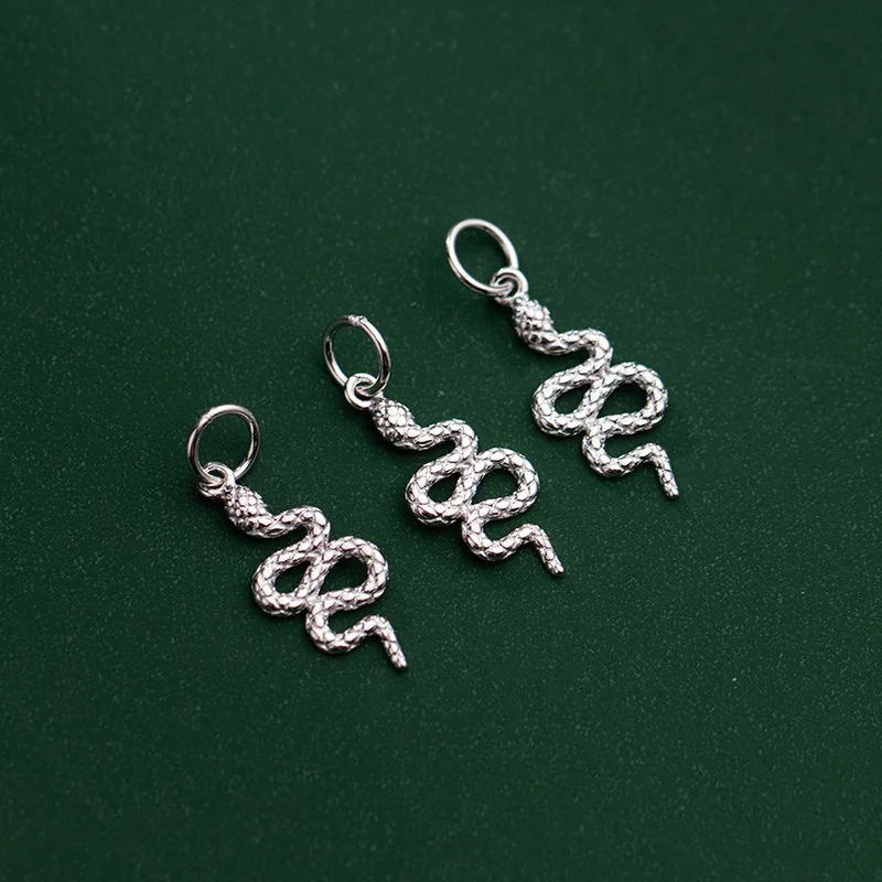 TrustDavis Real 925 Sterling Silver Fashion Sweet Animal Snake Charm Pendant Handmade DIY Accessories Fine Jewelry HY304 pendant necklace silver necklace silver pendant silver necklace charms
