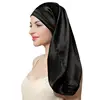 Birdtree 60cm 6A 100%Real Silk Bonnet Women Elastic Wide Edge Long Hair Hat Sleeping Hats Silk Wrap Night Hair Care Cap A41104QC 5
