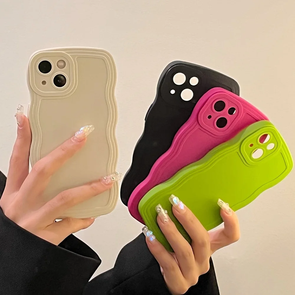 

Cute Candy Curly Wavy Phone Case For iPhone 14 13 12 11 Pro Max XS X XR 7 8 Plus SE 2022 Soft Silicone Bumper Protective Cover