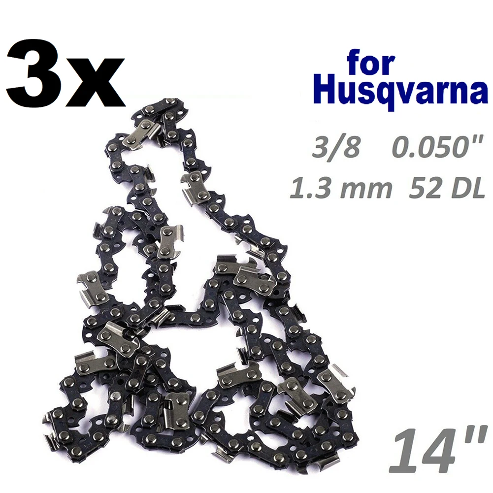 

3Pcs 14" 35cm Chainsaw Saw Chain 1.3MM 3/8 0.050" 52 Fit For HUSQVARNA 135 235 236 Semi-chisel Cut Fast Cutting Tool Accessories