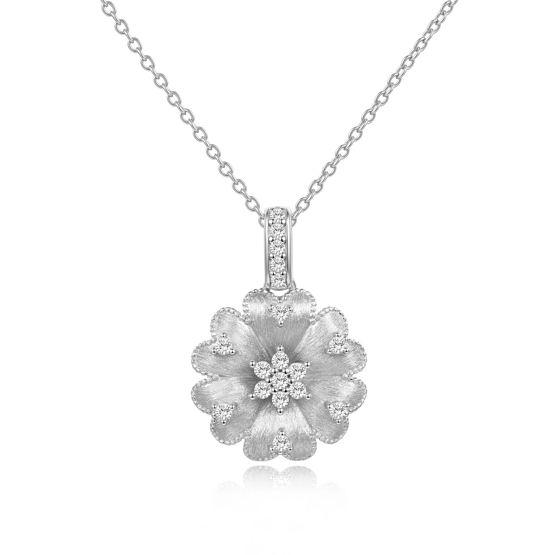 WUIHA 100% VVS1 D 컬러 리얼 GRA Moissanite 다이아몬드 플라워 펜던트 목걸이 웨딩 약혼 고급 주얼리