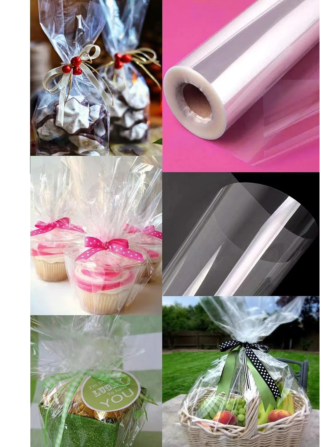 Klare Zellophanfolie als Geburtstagsgeschenk, 31,5" x 100ft/50ft 3Mil dicke Zellophanfolienrolle als Geburtstagsgeschenk – Detail 5
