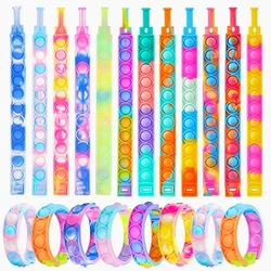 Sensory Stress Relief Bubble Bracelet Party Favors (12pcs Random Colors)
