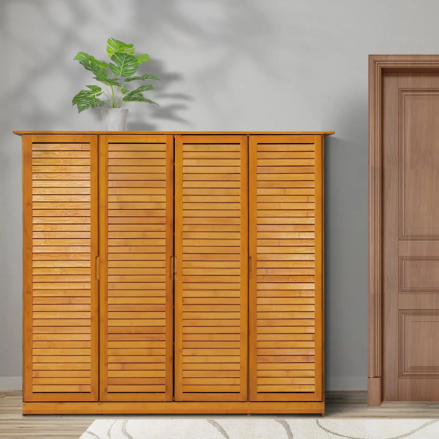 Description Picture 3 of itemLarge Multi-Tier Bamboo Shoe Storage Cabinet for Narrow Closet,Hallway,Living Room - Entryway Floor Freestanding Shoe Organizer