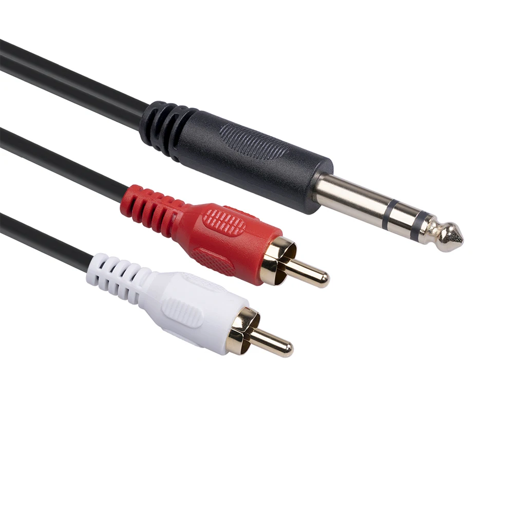  RCA-1/4 TRS  ̺ ü, 6.35mm ׷-2 RCA   Y ̺ 1.5m  ڵ