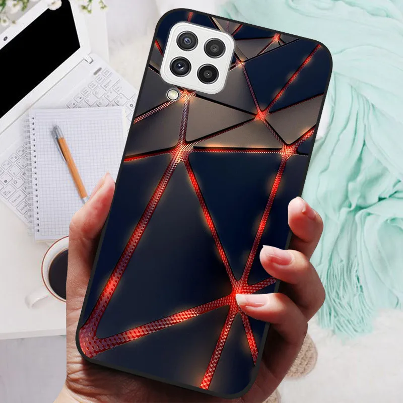 Black Silicone Soft Case with Lion and Wolf Design - Protective Shell for Samsung Galaxy A22/A22s 5G