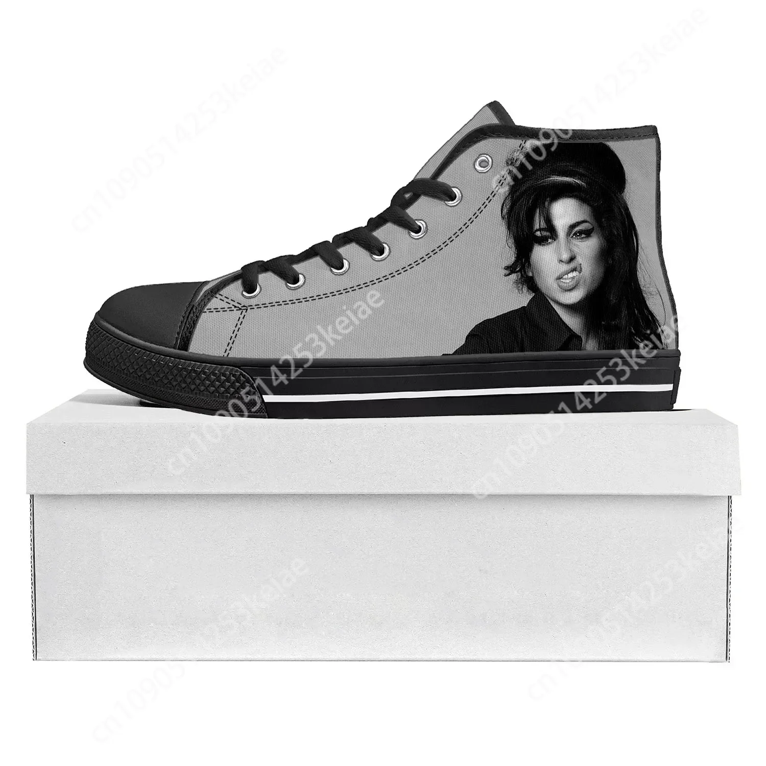 Amy Winehouse Singer Fashion High Top High Quality Sneakers Mens Womens Teenager Canvas Sneaker Casual Couple Shoes Custom Shoe 2