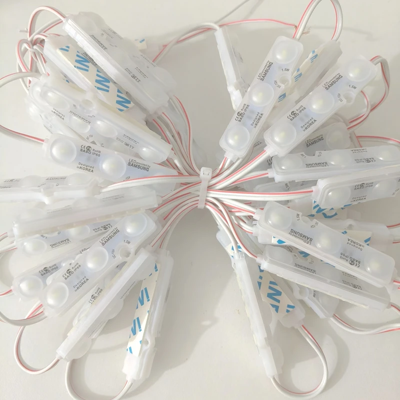50pcs 5730 SMD LED Module Lighting IP67 Waterproof 3 LED Back Lights DC12V 1.5W Mirror Light Samsung injection Led Module