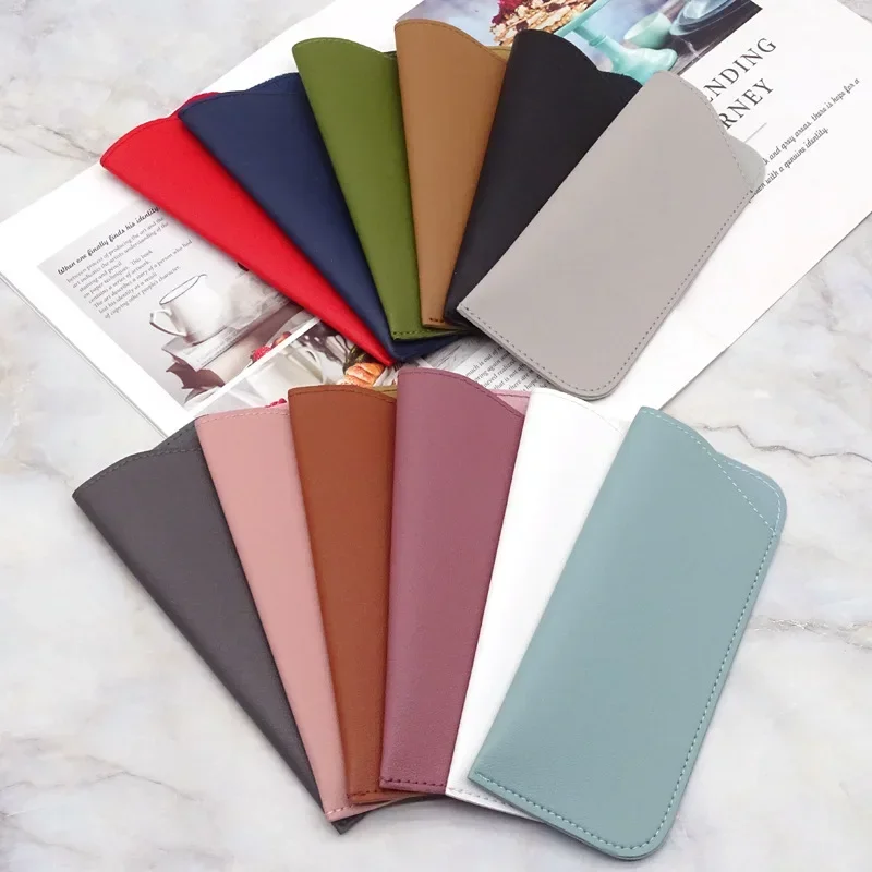 PU Leather Pouch Bag Pocket Eyeglasses Sleeve Eyewear Protector Pure Color Leather Eyeglass Sunglasses Reading Glasses Case Soft glasses case glasses storage bag sunglasses bag zipper eyewear box