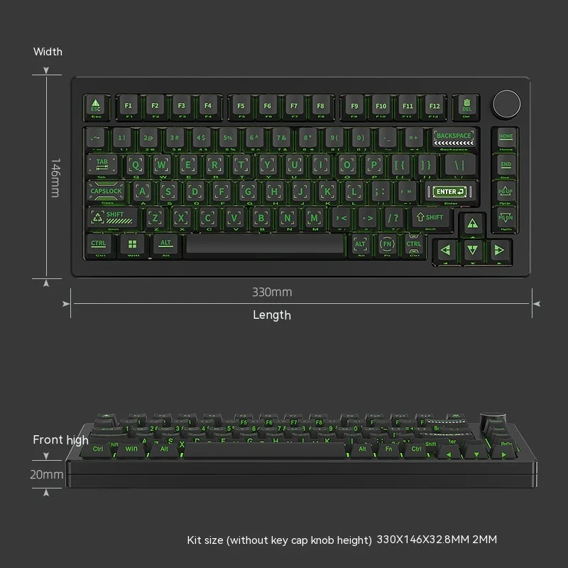 AL75 Mechanical Keyboard Wired CNC Aluminum Case Keyboard 75