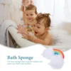3 Pcs Rainbow Bath Sponge Set Kids Exfoliating Shower Body Scrubber PU Sponge Gentle Skin Care Bathtub Cleaning Reusable 6